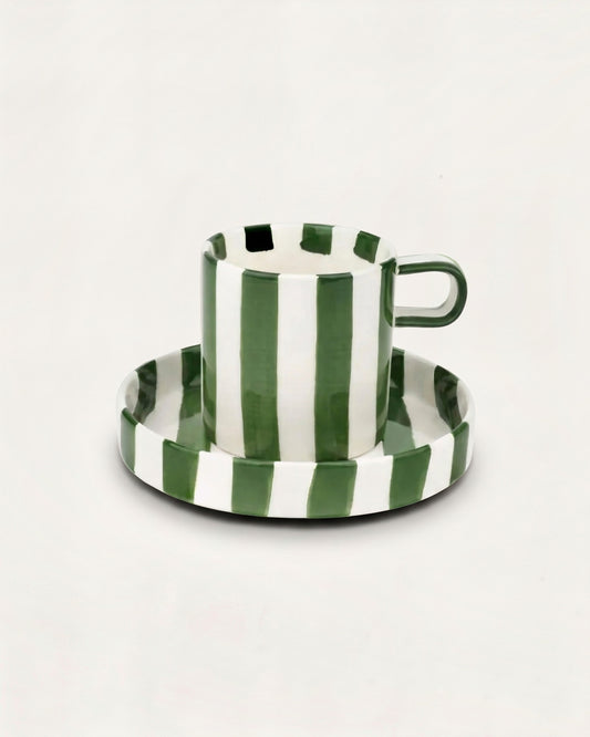 Tazza con piattino STRIPY – Verde